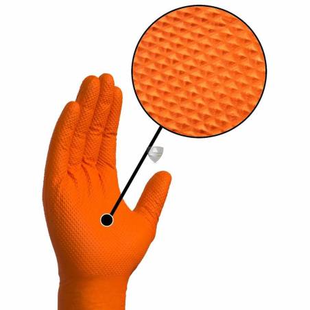 GANTS NITRILE ORANGE TEXTURES (x50)