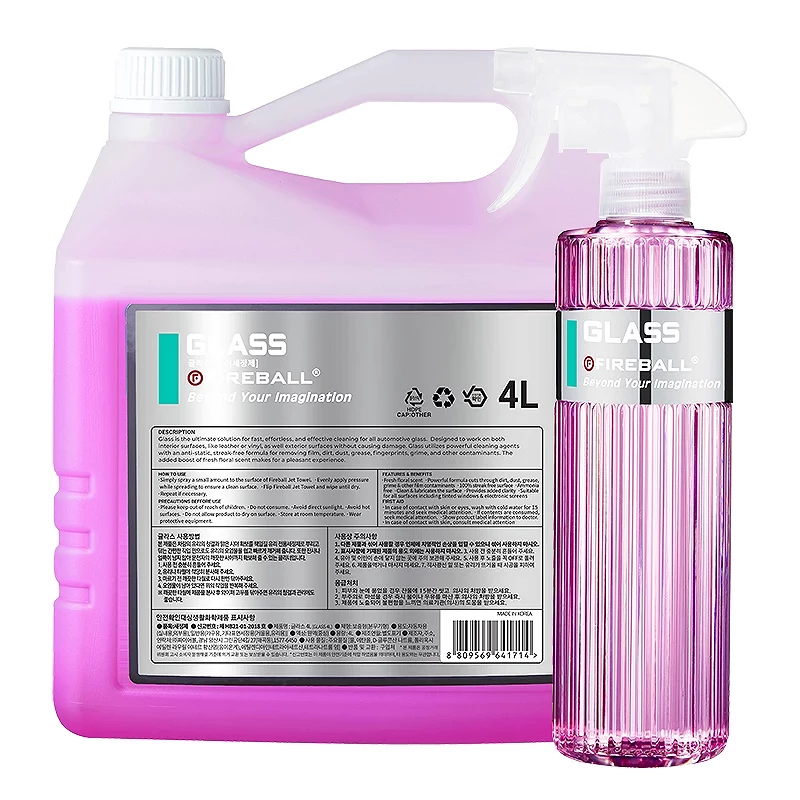 Fireball Glass – nettoyant vitres voiture 500 ml & 4 L, rendu sans traces pour entretien auto