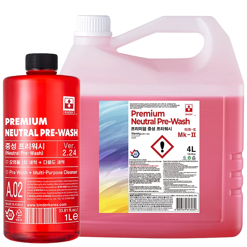 Mousse de prélavage voiture Binder Premium Neutral Pre-Wash - Nettoyage safe pH neutre - 1 L, 4 L