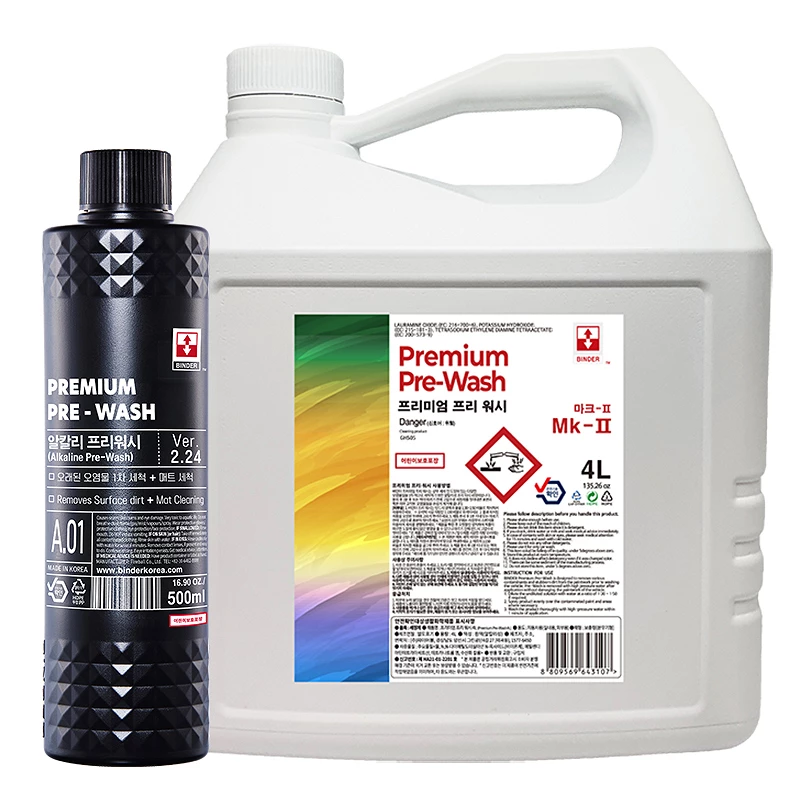 Mousse de prélavage voiture Binder Premium Pre-Wash - Puissance de nettoyage hard - 500 ml, 4 L