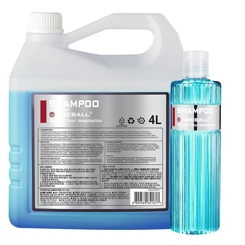 Shampoing voiture Fireball Tropical Green - Mousse onctueuse et parfum tropical - 500 ml, 4 L