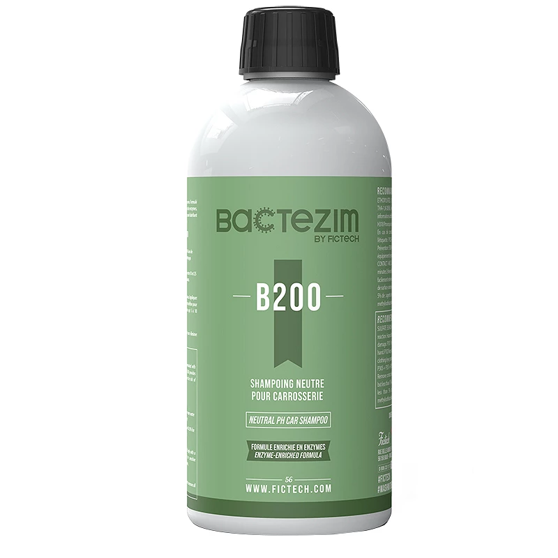 Shampoing voiture Fictech Bactezim B200 - Technologie enzymatique naturelle - 500 ml