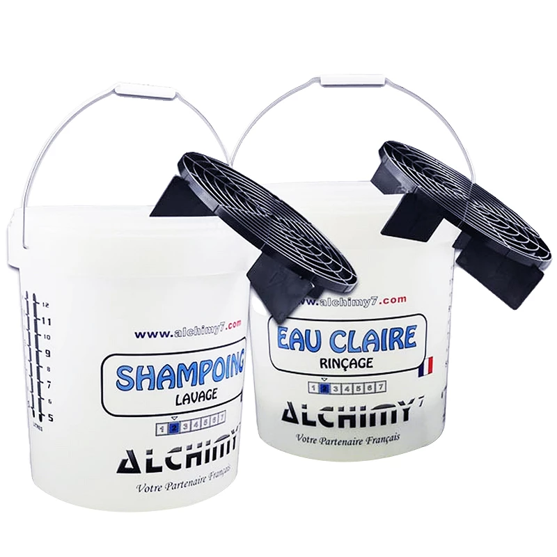 Kit seaux voiture Alchimy7 - Pack complet avec seaux Wash et Rinse plus grilles