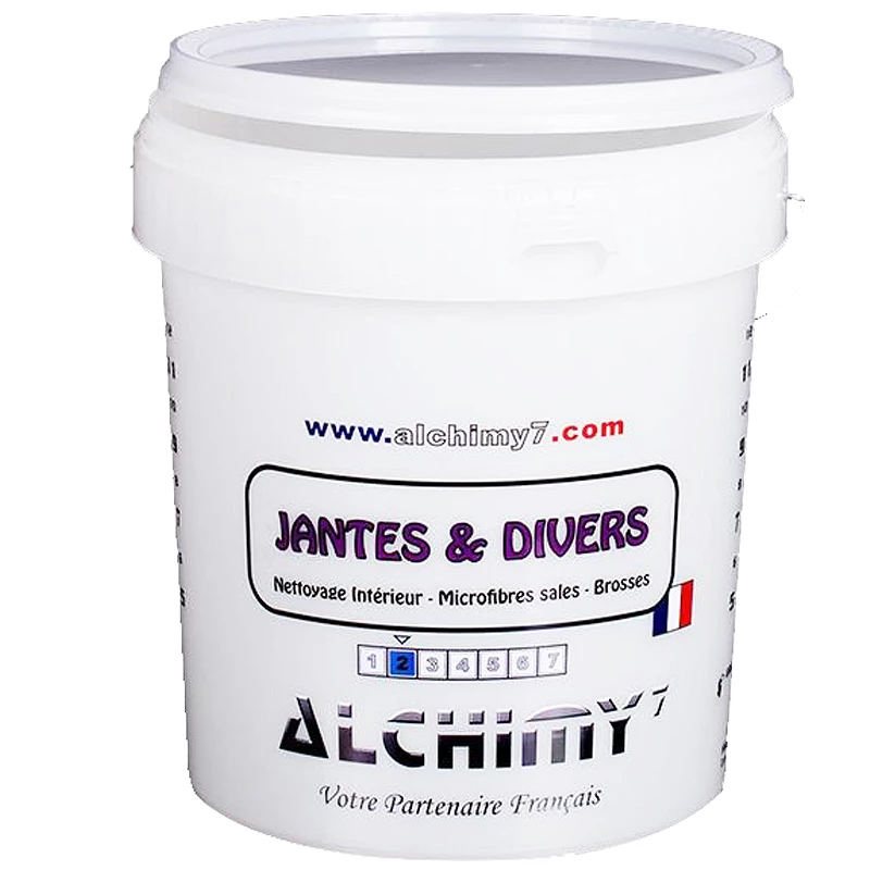 Seau jantes voiture Alchimy7 - Format compact pour nettoyage des roues et pinceaux
