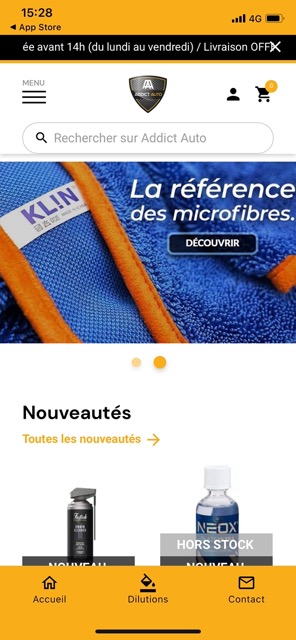 Copie écran application mobile Detailing